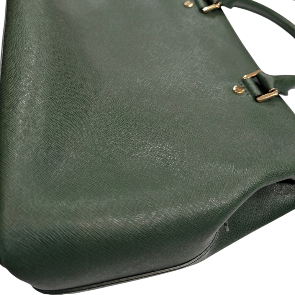 Michael Kors Green Savannah Large Saffiano Leather Satchel Crossbody Bag. - Picture 11 of 16